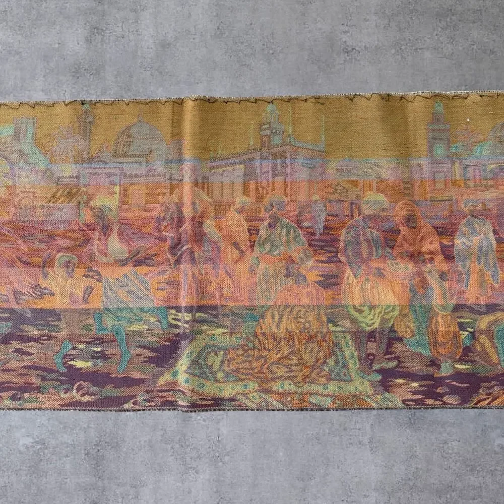 Vtg Belgian Tapestry Wall Hanging Runner Orientalist Middle Eastern 58 Inches⁠